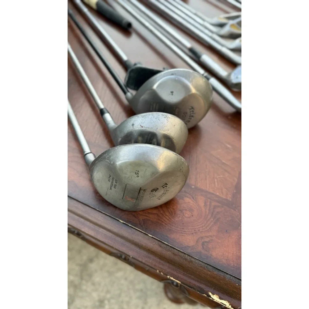 13 Golf Clubs Assorted Vintage Ron Miller Pro Golf‎ Bag 3-way Made In USA,